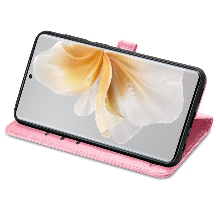 Funda de Cuero Nxtpaper con Relieve de Gato y Perro para TCL 50 Pro (Rosa)