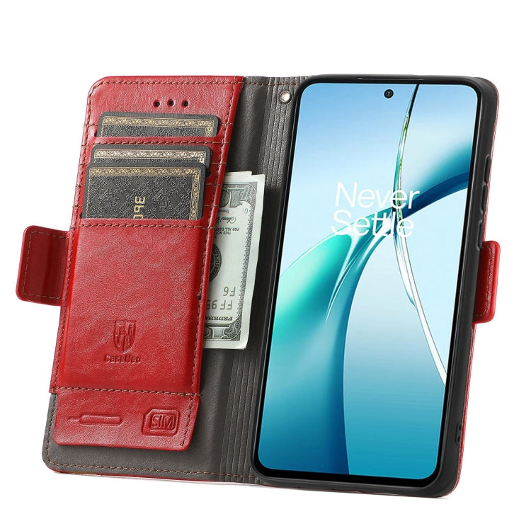 Funda de Cuero con Hebilla Magnética Doble para TCL 50 5G (Rojo)