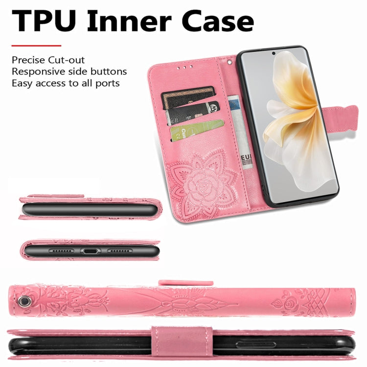 Funda de Cuero con Relieve de Mariposa y Flor para TCL 50 5G (Morado)