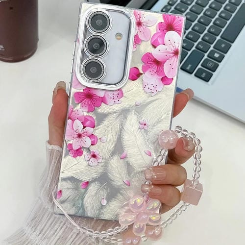 Funda para Teléfono Samsung Galaxy A25 5G Textura Flores Plantas Galvanizadas TPU (Peach Blossom Fl18)