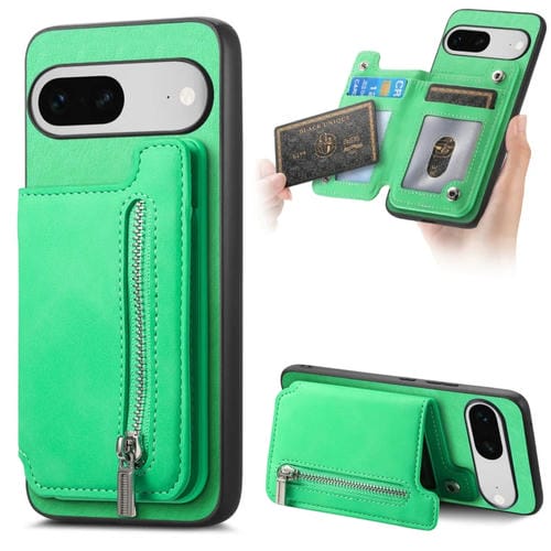 Funda para Teléfono Google Pixel 7 con Cremallera Magsafe, Tarjetero y Cartera (Verde)