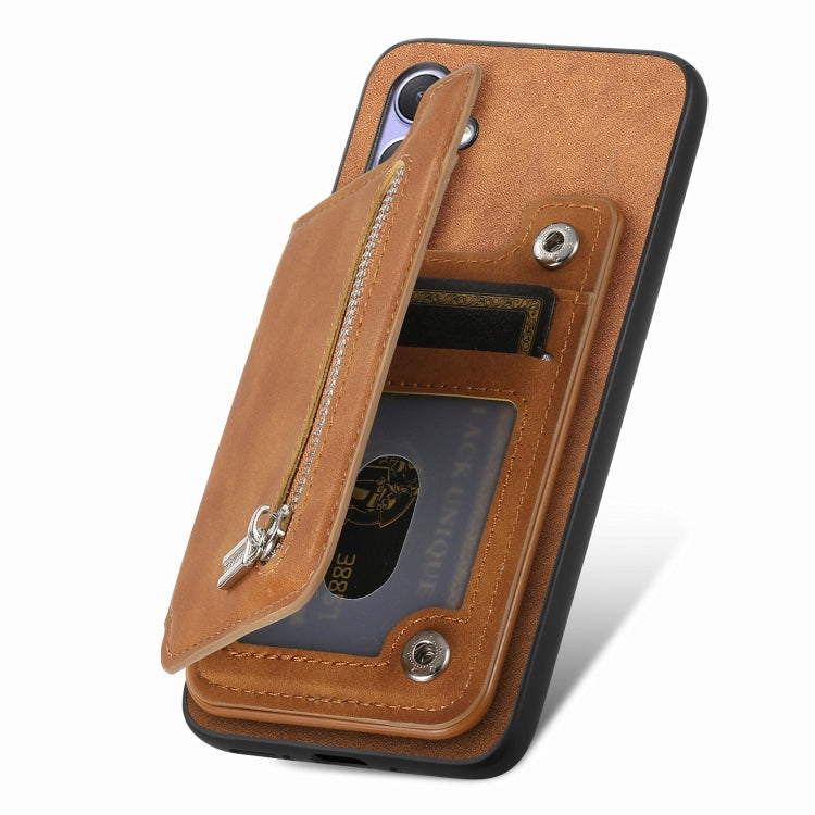 Funda para Teléfono Huawei Nova 13 Pro con Tarjetero y Cremallera Magsafe (Marrón)