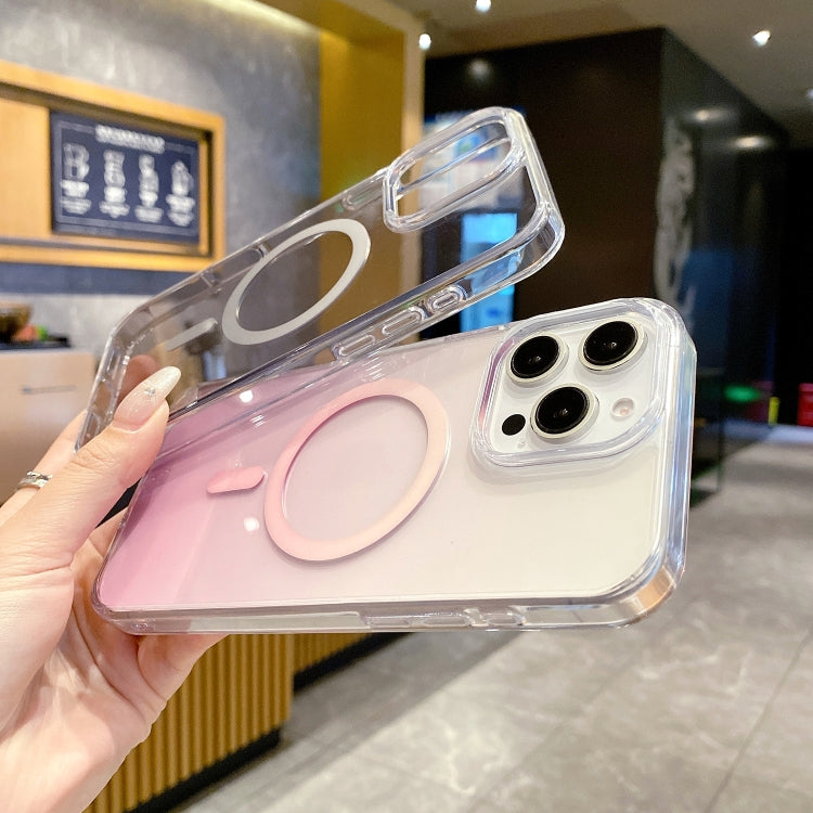Funda para Teléfono Magsafe PC Transparente con Degradado para iPhone 14 Pro Max (Rosa Degradado)