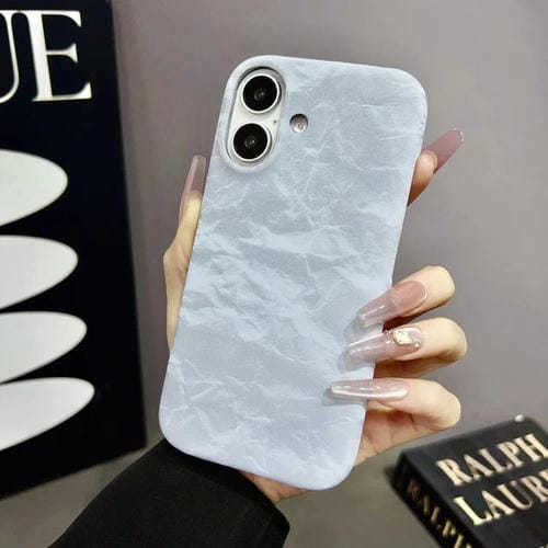 Funda de Cuero Aterciopelado para iPhone 16 Pro Max con Media Cobertura (Azul)