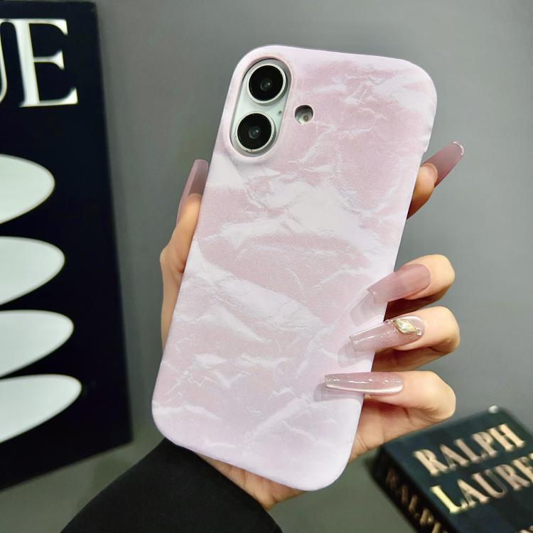 Funda de Cuero Aterciopelado para iPhone 16 Pro con Media Cobertura para PC (Rosa)
