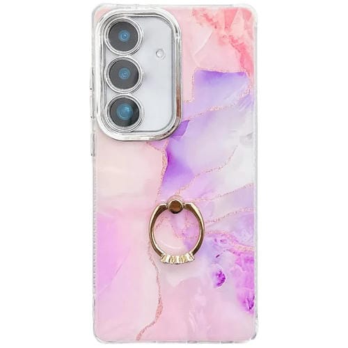 Funda para Teléfono Samsung Galaxy A25 5G Soporte de Anillo Textura Mármol (Rosa, Morado)