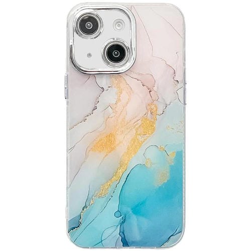 Funda para Teléfono iPhone 14 Textura Mármol Galvanizado (Amarillo Verde)