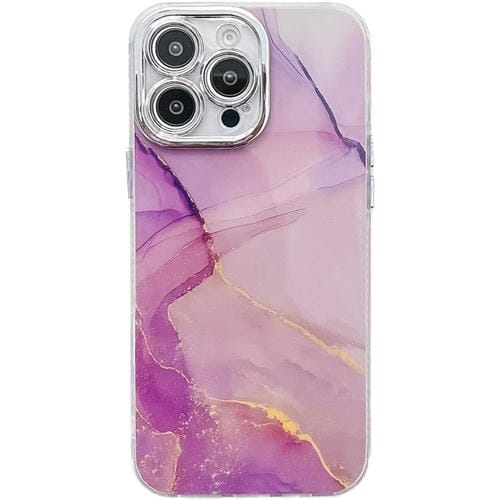 Funda para Teléfono iPhone 14 Pro Max Textura Mármol Galvanizado (Dorado, Morado, Rojo)