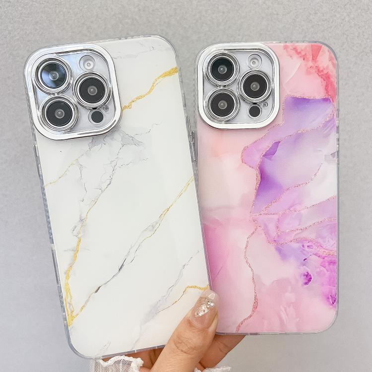 Funda para teléfono iPhone 14 textura Mármol galvanizado (Morado Claro)