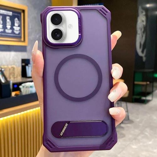 Funda para iPhone 16 con Tapa Plegable sin Marco Soporte Magsafe (Morado)