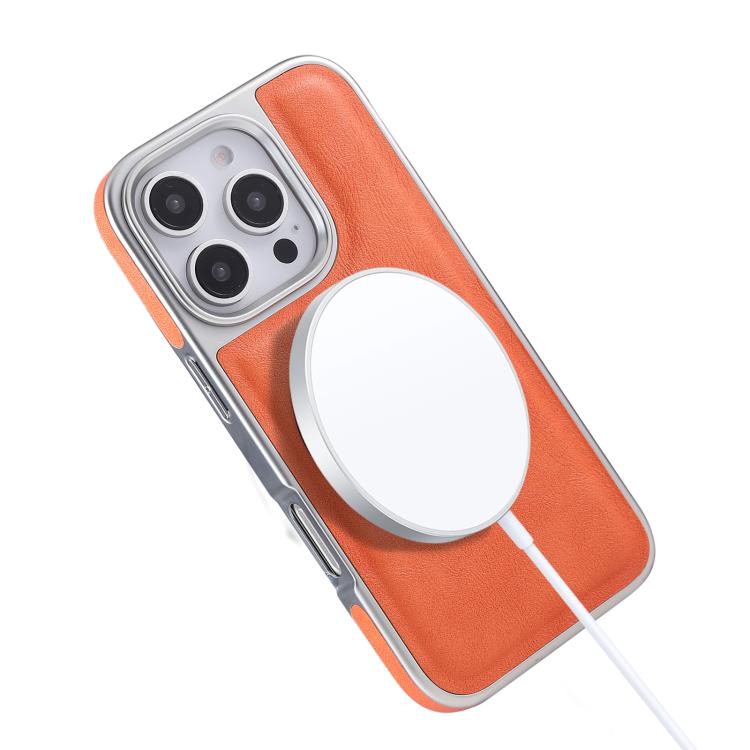 Funda para Teléfono con Soporte Magsafe Giratorio de Cuero Granulado para iPhone 16 Plus (Verde Grisáceo)
