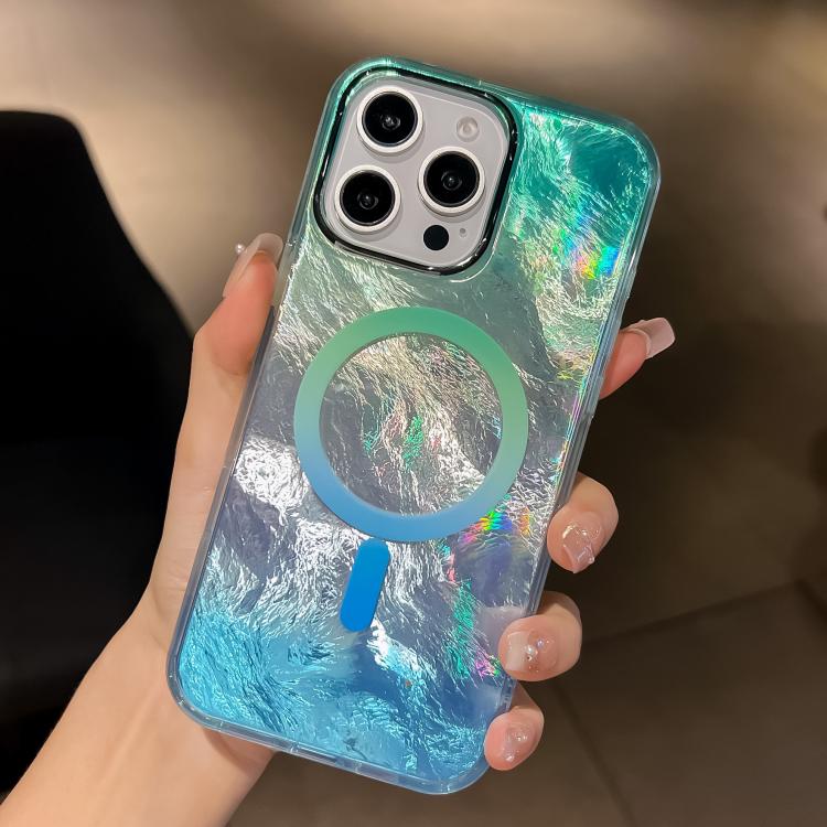 Funda para Teléfono Magsafe iPhone 12 Pro Max Textura Glaciar Degradado (Azul Plateado)