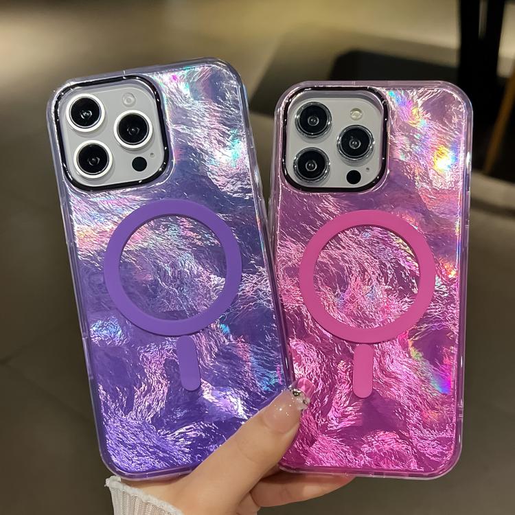 Funda para Teléfono Magsafe iPhone 14 Textura de Glaciar Enchapada Degradado (Amarillo Rosa)