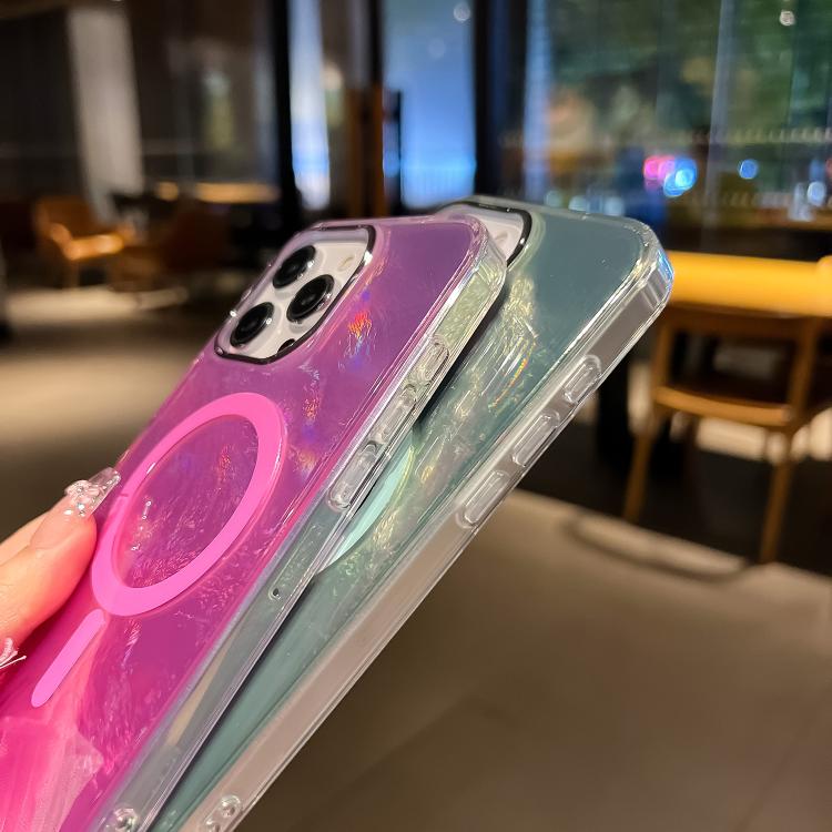 Funda para Teléfono Magsafe iPhone 12 Pro Max Textura Glaciar Degradado (Verde)