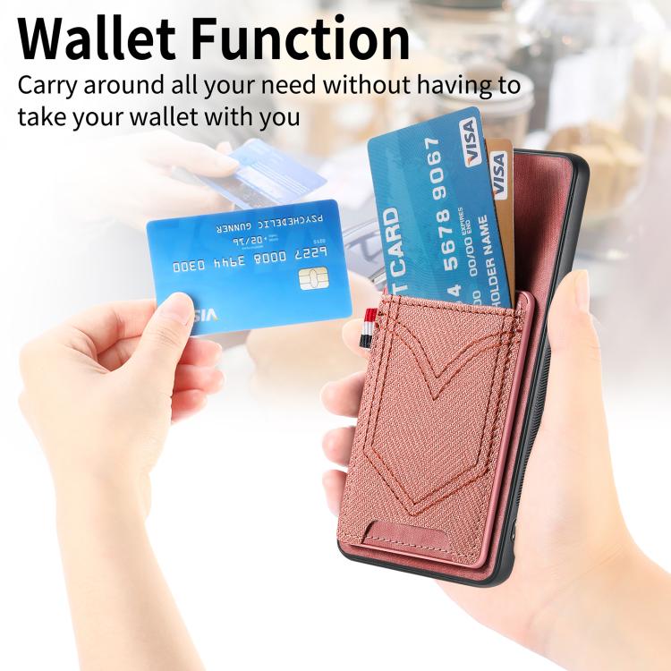 Funda de Piel con Textura Vaquera para Huawei Nova 13 con Ranura para Tarjetas (Rosa)