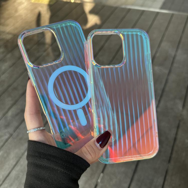 Funda para teléfono Magsafe iPhone 16E textura grabada con láser (Rayas verticales)