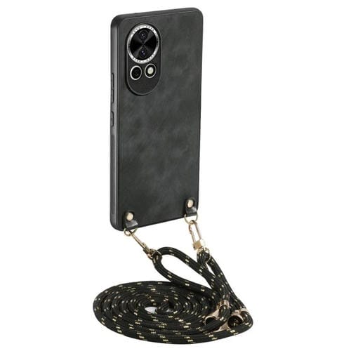 Funda de Cuero Vintage Huawei Nova 13 con Parte Trasera Policarbonato y Correa Cruzada (Negra)