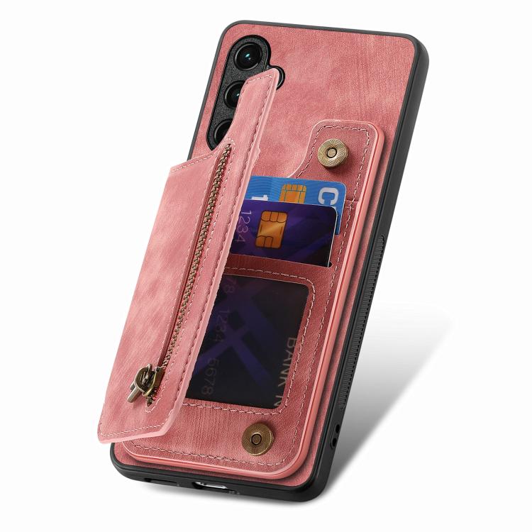 Funda de Cuero Estilo Retro con Cremallera para Huawei Nova 10 (Rosa)