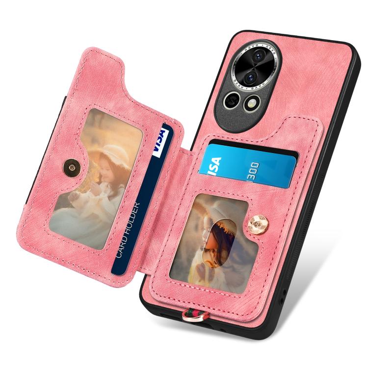 Funda para Teléfono Huawei Enjoy 70 con Billetera MultiTarjeta, Anillo y Tacto de Piel (Rosa)