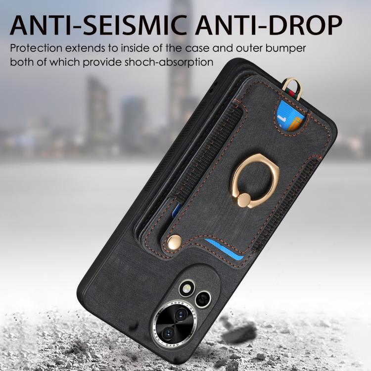 Funda para Teléfono Huawei P60 Pro con Billetera MultiTarjeta y Anillo (Marrón)
