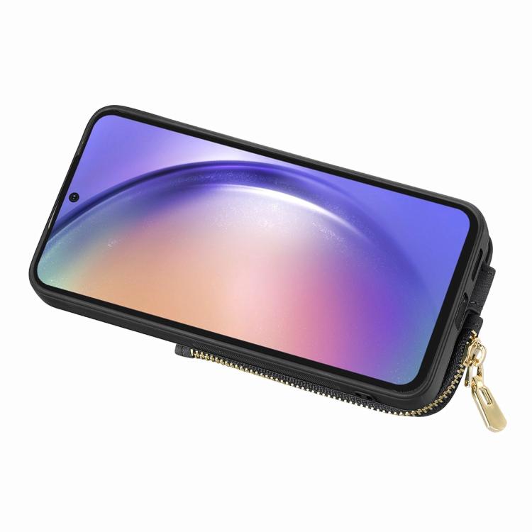 Funda para Teléfono Huawei Nova 10 Se con Cremallera Vertical y Anillo de Cuero Cruzado (Negro)