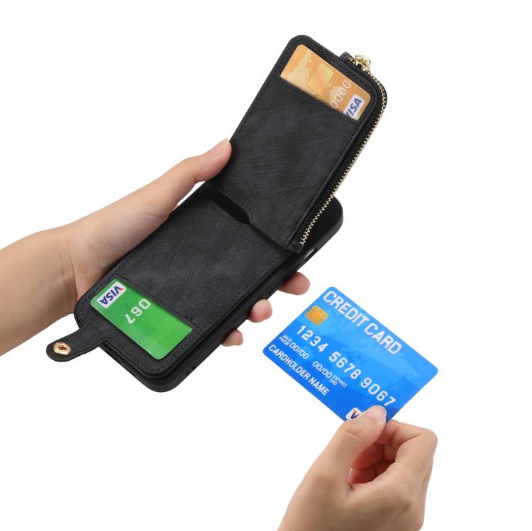Funda para Teléfono Huawei Nova 10 Se con Cremallera Vertical y Anillo de Cuero Cruzado (Negro)