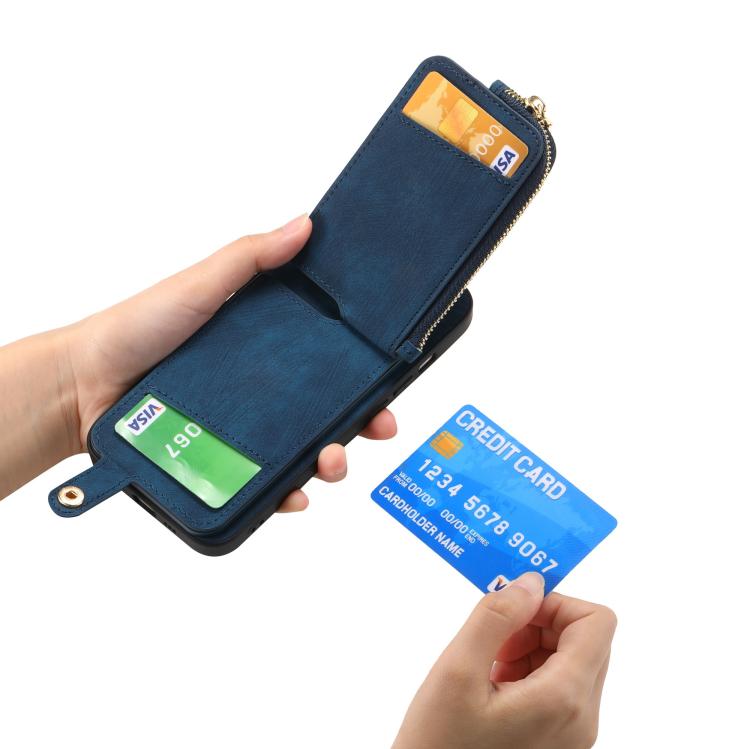 Funda para Teléfono Huawei Nova 10 Pro con Cremallera Vertical y Anillo de Cuero (Azul)