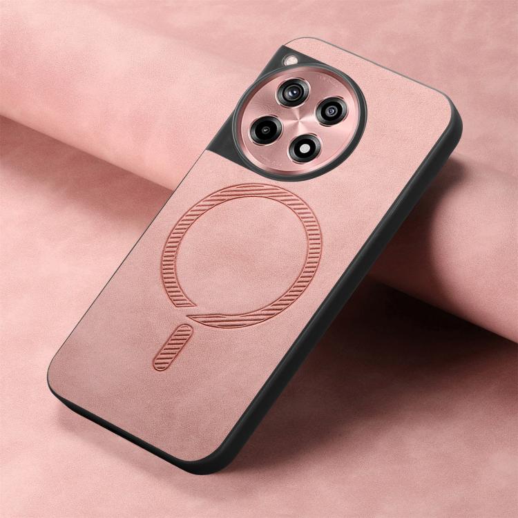 Funda para Teléfono OnePlus Ace 3/12R 5G con Tapa Trasera PU Magsafe Retro (Rosa)