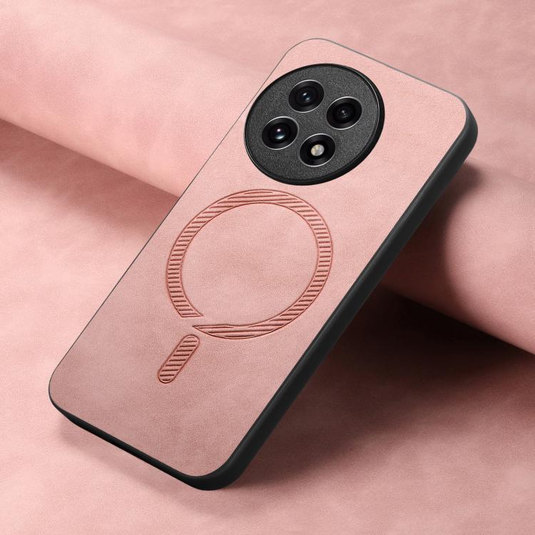 Funda para Teléfono OnePlus Ace 5/5 Pro con Tapa Trasera de PU Magsafe (Rosa)