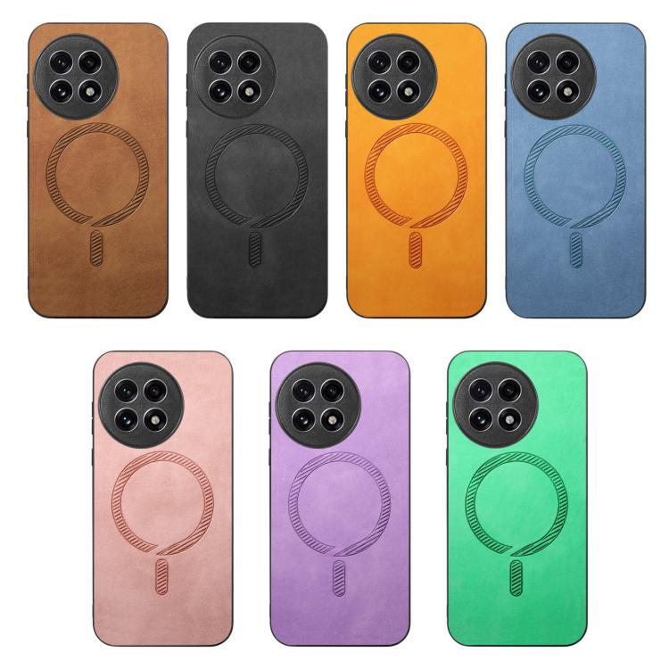 Funda Trasera PU Magsafe Retro Color Sólido para OnePlus Ace 3/12R 5G (Púrpura)