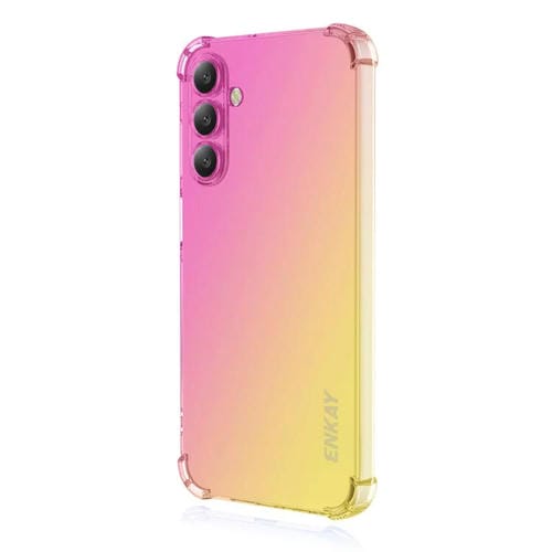 Funda ENKAY Hat-Prince de TPU con degradado y airbag para Samsung Galaxy A17 (oro rosa)