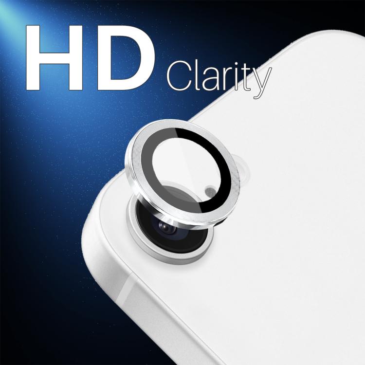 Protector de Lente de Cámara Northjo para iPhone 16E Anillo de Metal Película de Vidrio Templado (Plata)