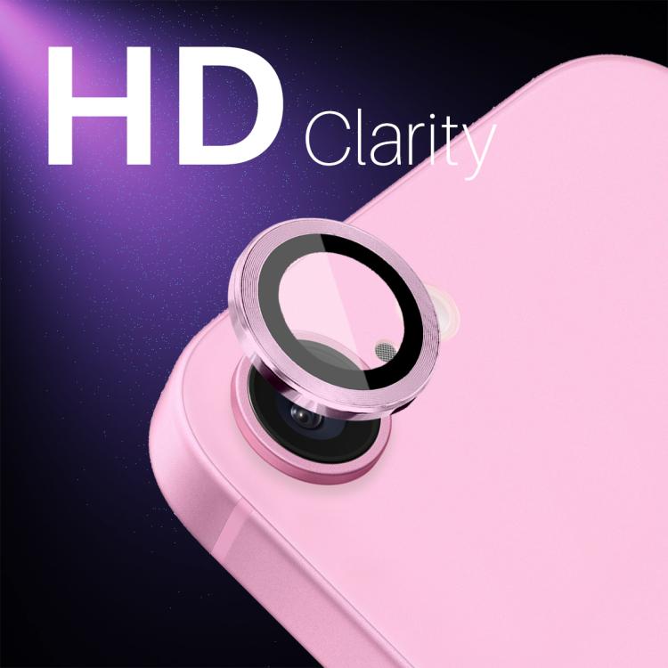 Protector de Lente de Cámara Northjo para iPhone 16E Anillo de Metal Película de Vidrio Templado (Rosa)