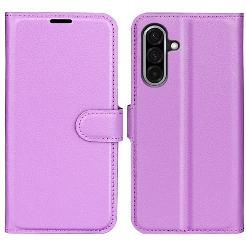 Funda de Cuero con Tapa Horizontal y Textura de Lichi para Samsung Galaxy A36 (Morado)