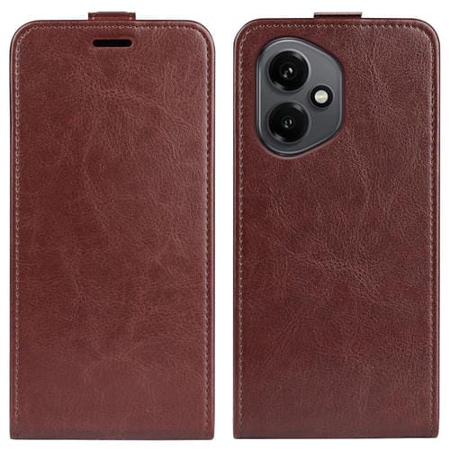 Funda de cuero con tapa vertical y textura única para Honor 400 Global R64 (marrón)