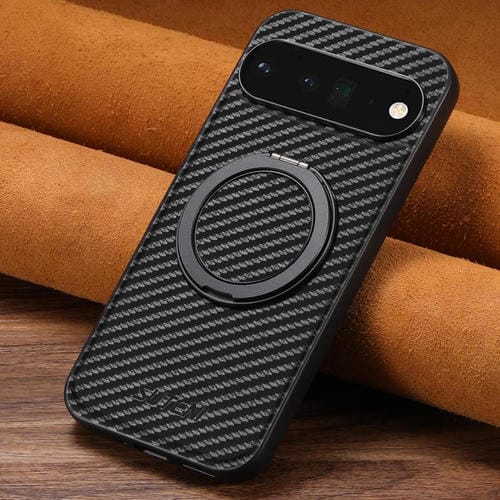 Funda para Teléfono Suteni G3 con Soporte Giratorio 360°, Cuero Fibra de Carbono y Magsafe para Google Pixel 6 Pro (Negro)