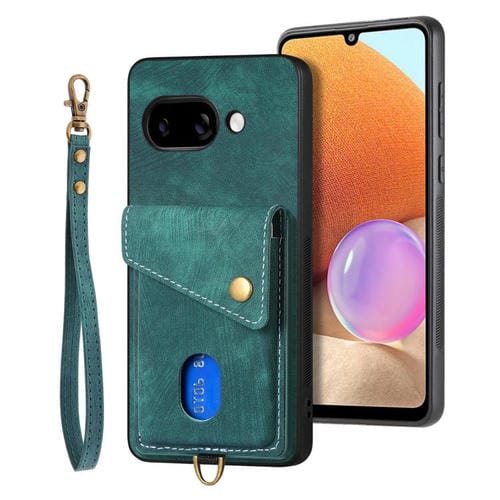 Funda Cuero Plegable Tipo Billetera con Tarjetero y Correa para Google Pixel 9A (Verde)