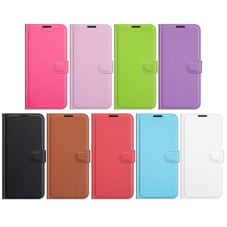 Funda de Cuero OnePlus Nord 4 con Tapa Horizontal Textura de Lichi y Soporte (Negro)