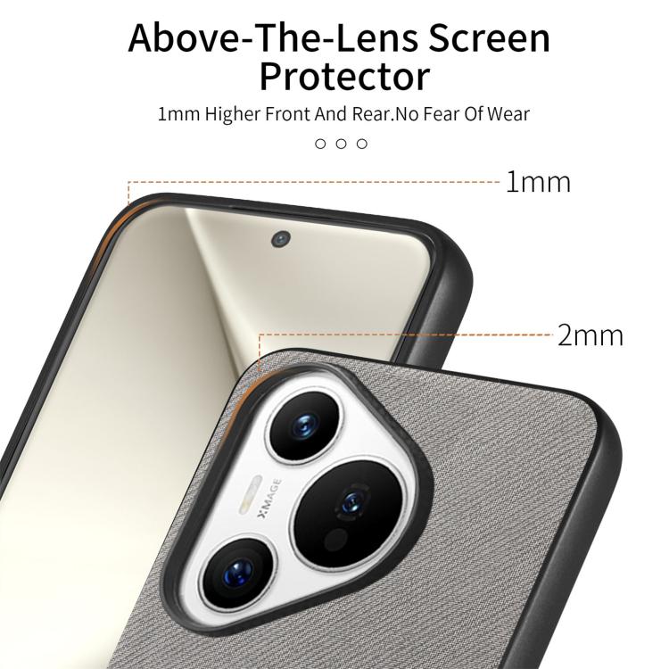 Funda de Piel de Sarga con Parte Trasera de Cuero para Huawei Pura 70 Pro (Gris)