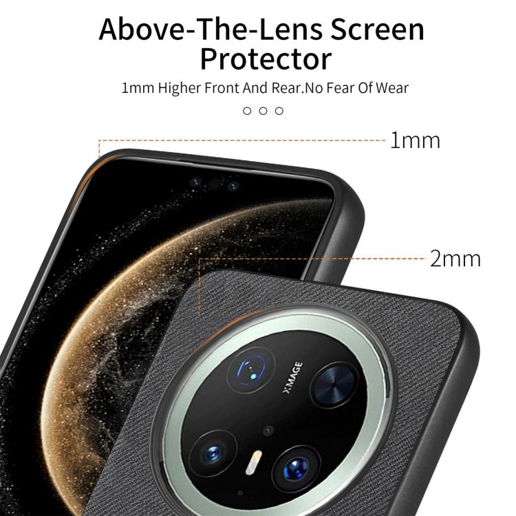 Funda de Piel de Sarga con Parte Trasera de Cuero para Huawei Mate 70 Pro+ (Negra)