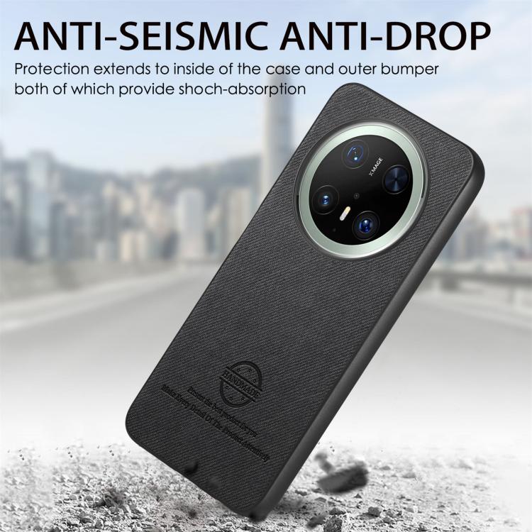 Funda de Piel de Sarga con Parte Trasera de Cuero para Huawei Mate 70 Pro+ (Negra)