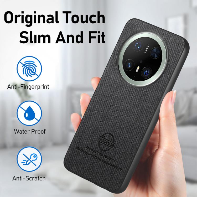 Funda de Piel de Sarga con Parte Trasera de Cuero para Huawei Mate 70 Pro+ (Negra)
