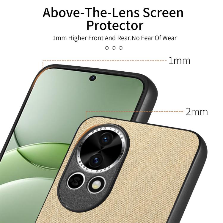Funda para Teléfono Huawei Nova 13 con Parte Trasera de Piel y Tejido de Sarga (Caqui)