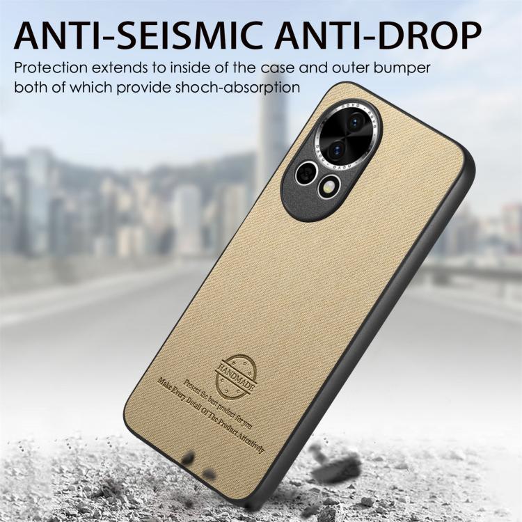 Funda para Teléfono Huawei Nova 13 con Parte Trasera de Piel y Tejido de Sarga (Caqui)