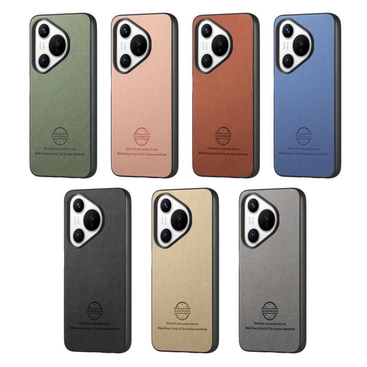Funda para Teléfono Huawei Nova 13 con Parte Trasera de Piel y Tejido de Sarga (Caqui)