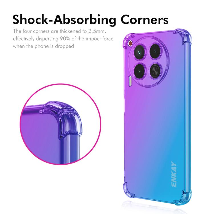 Funda TPU Enkay Hat-Prince con Diseño Sombrero y Bolsa de Aire para Tecno Camon 30 4G (Azul y Rosa)