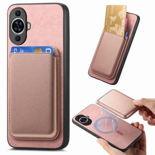 Funda Trasera de PU con Tarjetero Magsafe para Huawei Nova 13 (Rosa)