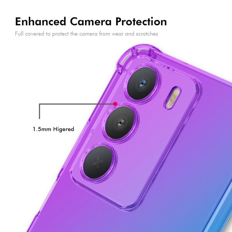 Funda de TPU con Diseño de Sombrero y Bolsa de Aire Degradado Enkay Hat-Prince para Realme 14X Global (Morado y Azul)