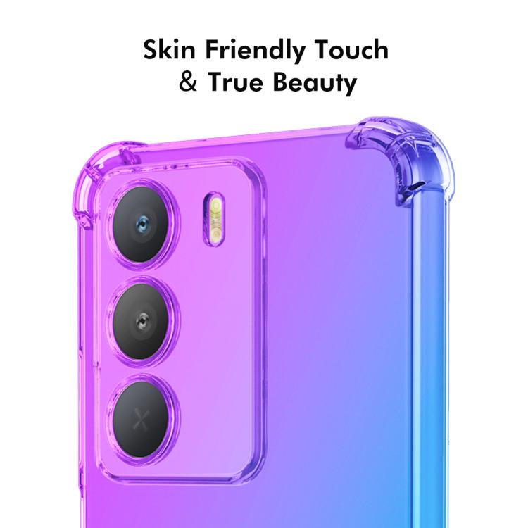 Funda de TPU con Diseño de Sombrero y Bolsa de Aire Degradado Enkay Hat-Prince para Realme 14X Global (Morado y Azul)