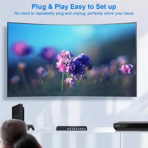 Conmutador AV Compuesto RCA 4 Entradas 3 Salidas Caja Divisora Señal Audio Vídeo Enchufe Europeo